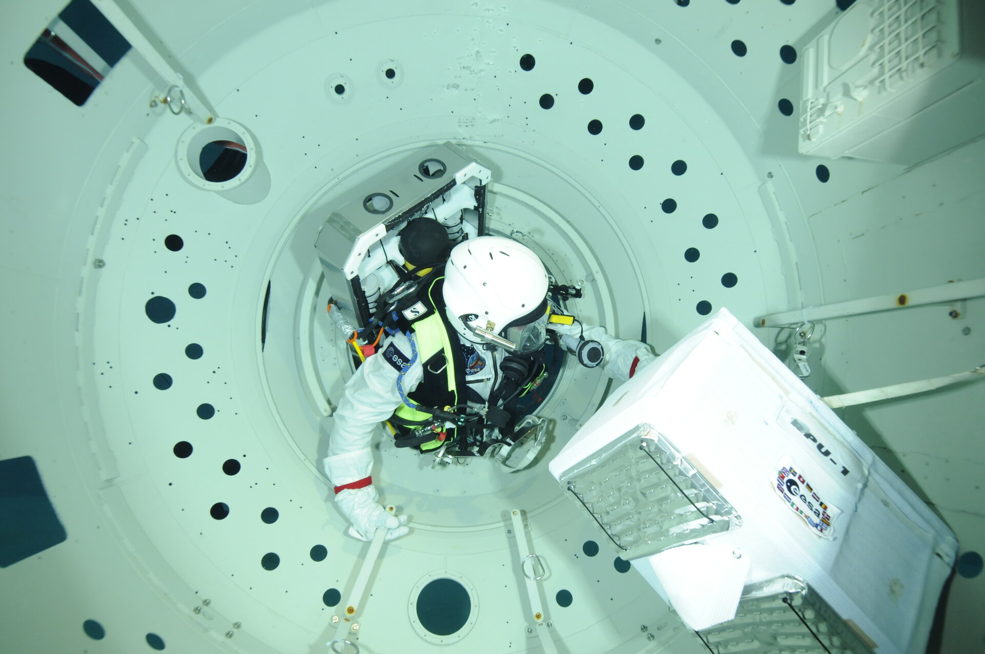 Alexander moving inside of the module mockup pillars